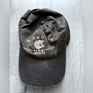 Magnolia Farms Embroidered Hat Cap distressed Waxed Style Leather Strap unisex